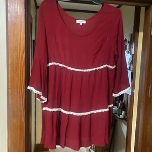 Umgee Wine Tunic with Cream Accents